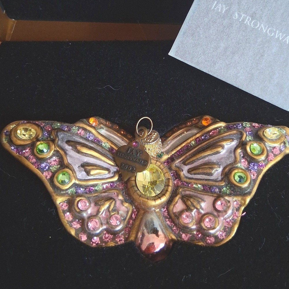 Vintage 2002 Jay Strongwater Swarovski Crystals Butterfly Handmade Ornament